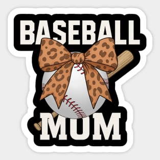 Baseball Mom Leopard Coquette Bow - Mother's Day Gift​ Sticker